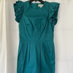Teal party dress with statement ruffle shoulders - Jessica Simpson - size 6